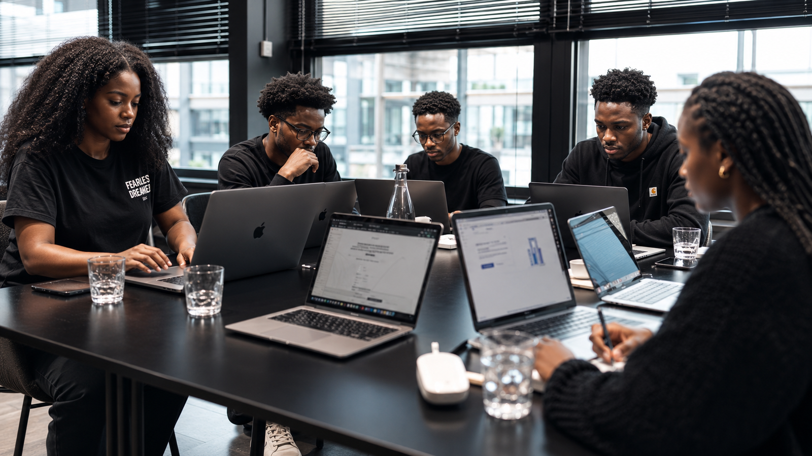 Executives in a structured learning discussion